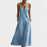 Lalie | Long Button-Up Denim Dress