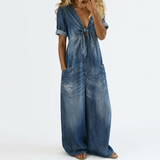 Garance | Denim Jumpsuit with V-Neck