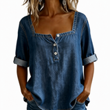 Marceline | Square Collar Denim Shirt