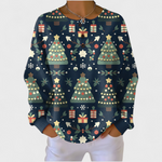 Cliona navy Christmas tree jumper for women by Ellie Dublin