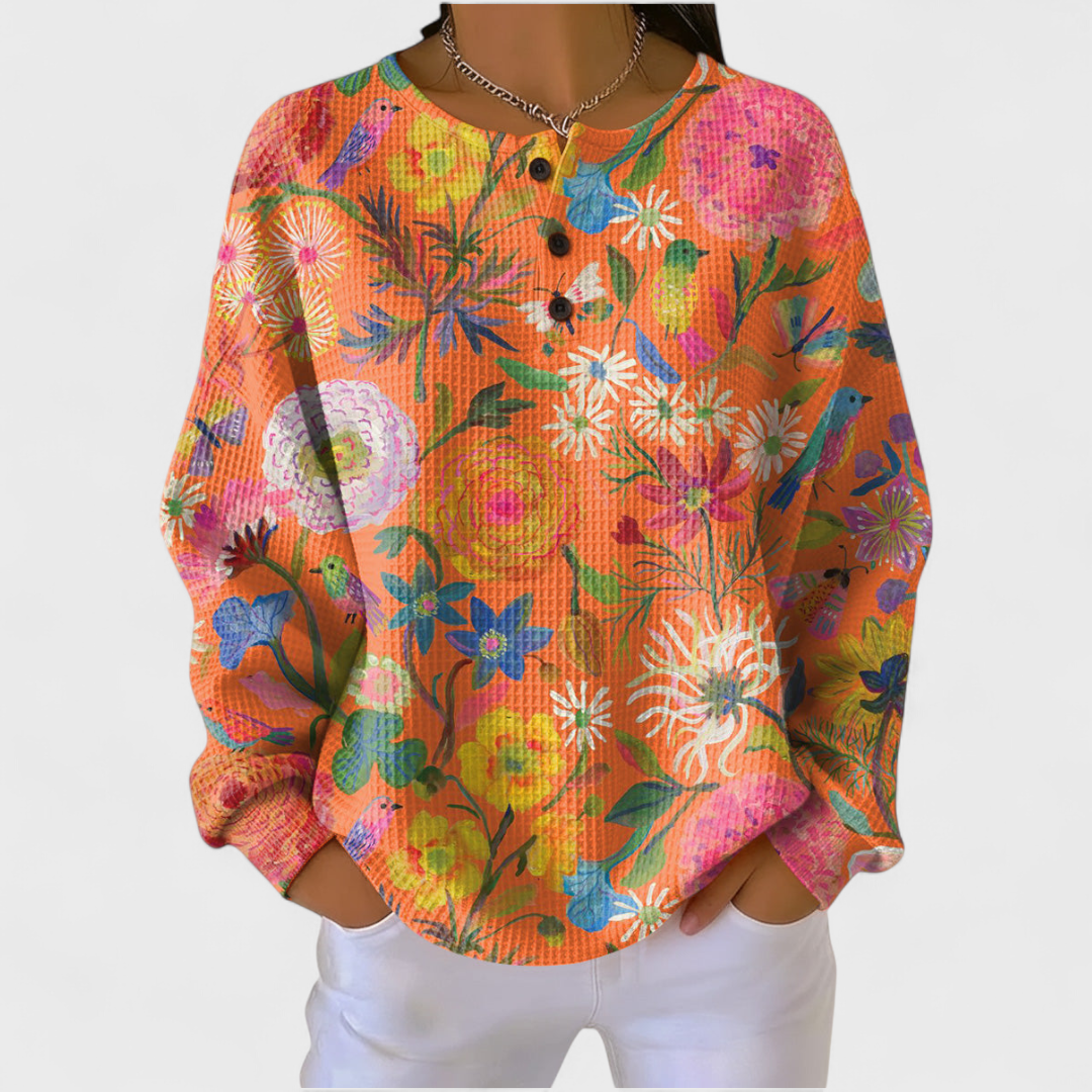 Clodagh colourful wildflower jumper for women by Ellie Dublin