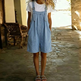 Ondine | Light Blue Denim Short Dungarees
