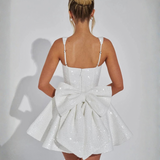 Victoria Sparkling Mini Dress with Paillette Bow