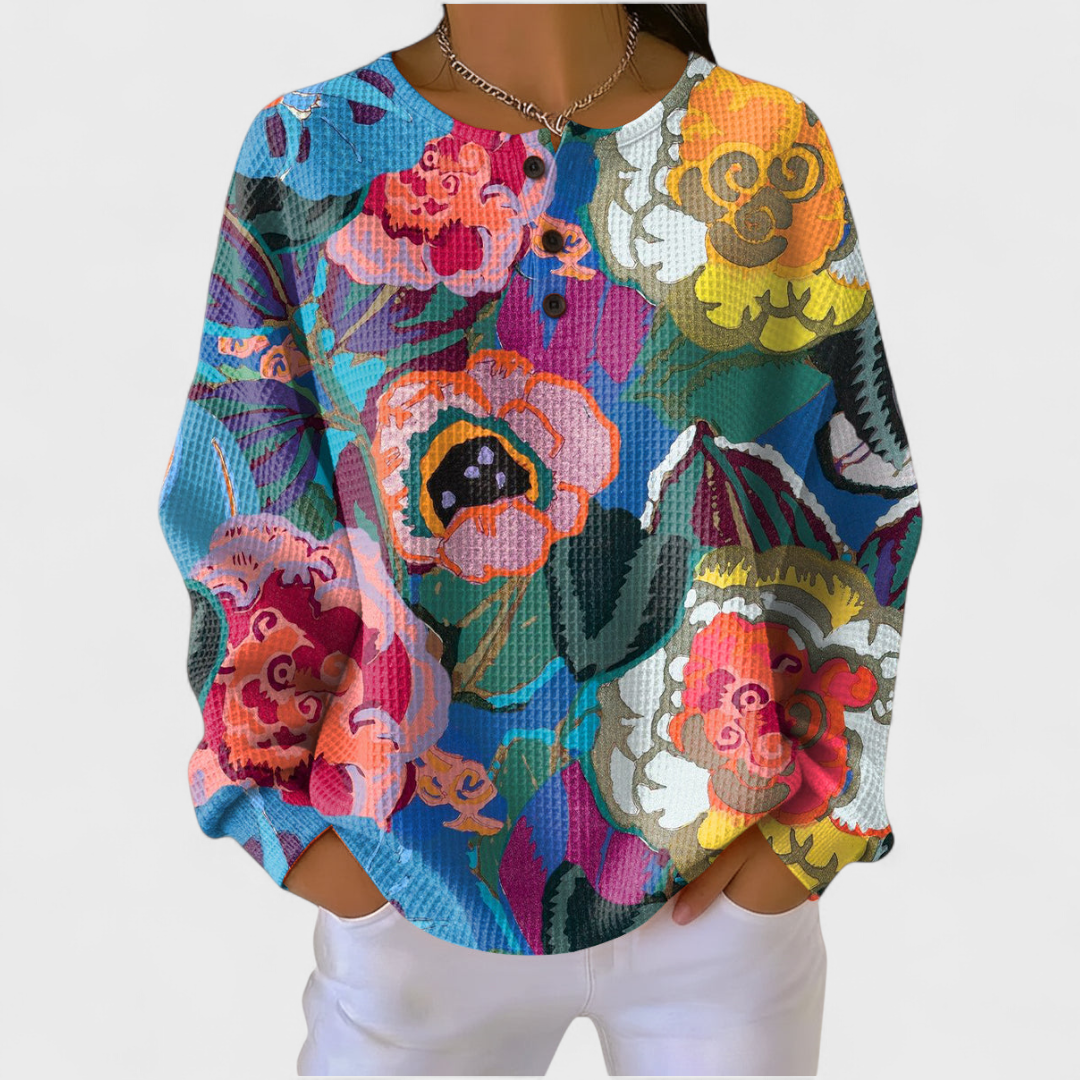 Nuala bold floral print jumper for women by Ellie Dublin
