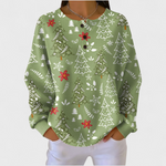 Eilis sage Christmas tree jumper for women by Ellie Dublin