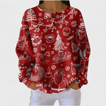 Treasa red festive doodle jumper for women by Ellie Dublin