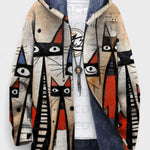 Aoife artistic cat pattern hooded cardigan for women | Ellie Dublin