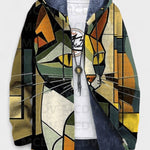 Sinead geometric cat motif hooded cardigan | Ellie Dublin