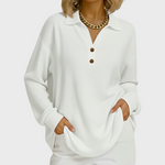 Grainne collared waffle knit jumper for women in white by Ellie Dublin