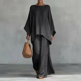 Cristina | Two-Piece Long Sleeve Set with Wide Leg Trousers