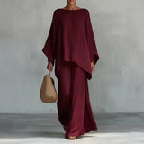 Cristina | Two-Piece Long Sleeve Set with Wide Leg Trousers
