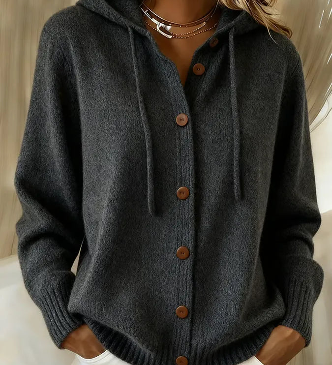 Brenda - Cosy Button Cardigan Hoodie