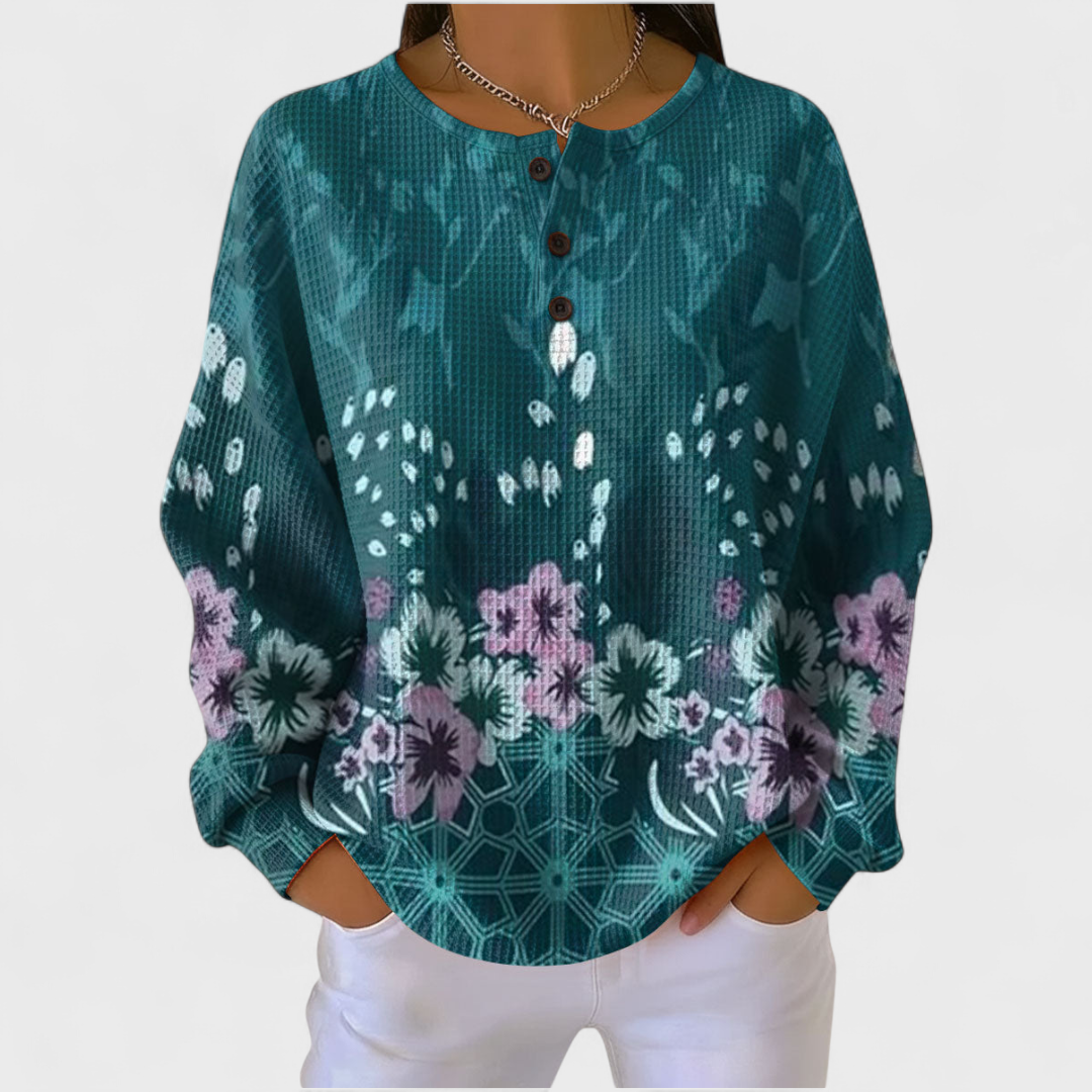 Sinead teal floral jumper for women by Ellie Dublin