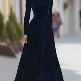 Éléonore | Maxi Velvet Dress with High Neck