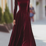 Éléonore | Maxi Velvet Dress with High Neck