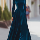 Éléonore | Maxi Velvet Dress with High Neck