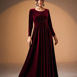 Béatrice | Velvet Maxi Dress with Long Sleeves
