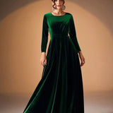 Béatrice | Velvet Maxi Dress with Long Sleeves