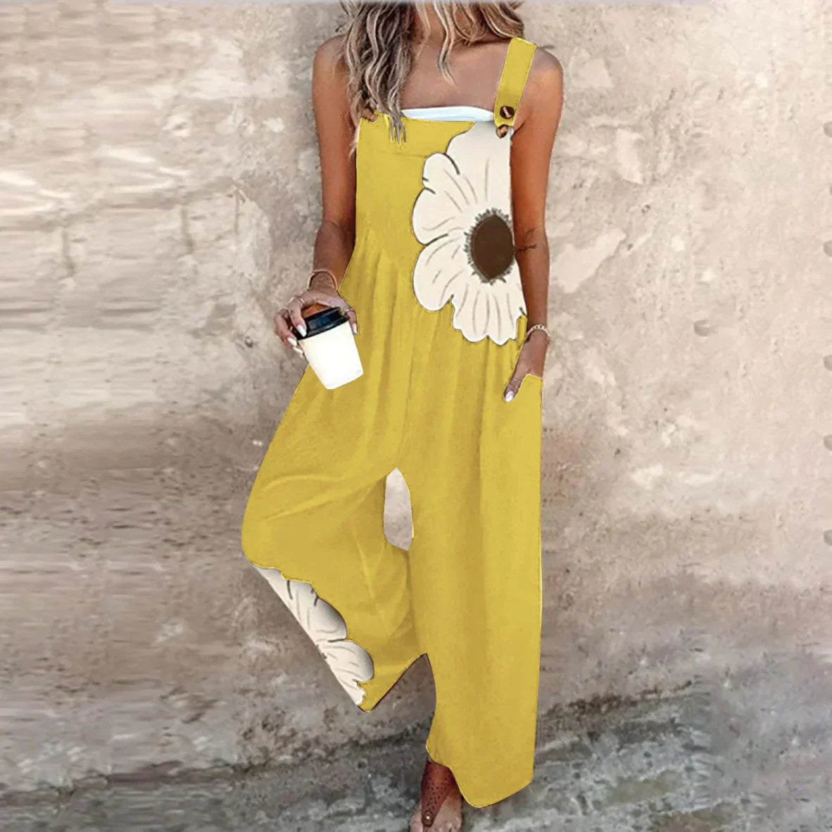 Amandine | Contrasting flower bohemian jumpsuit