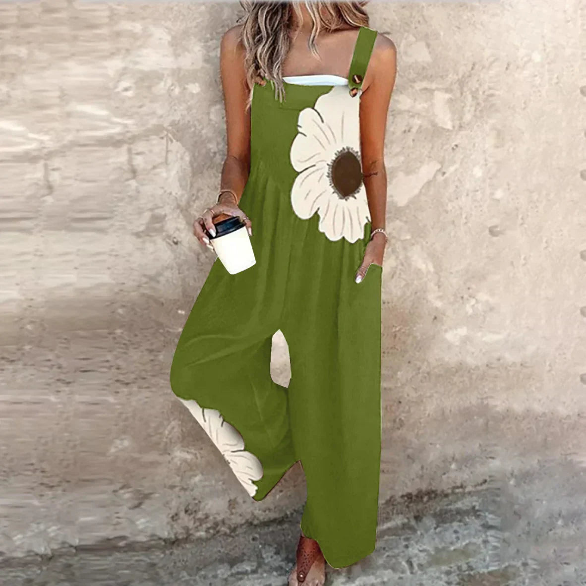 Amandine | Contrasting flower bohemian jumpsuit