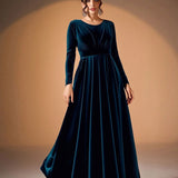 Béatrice | Velvet Maxi Dress with Long Sleeves