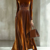 Marie | Pleated Velvet Maxi Dress
