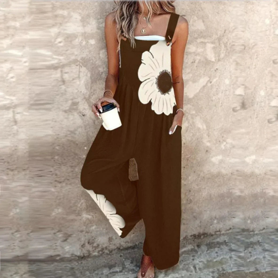 Amandine | Contrasting flower bohemian jumpsuit