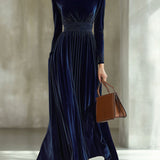 Marie | Pleated Velvet Maxi Dress