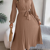 Martine | Belted Pleated Maxi Dress