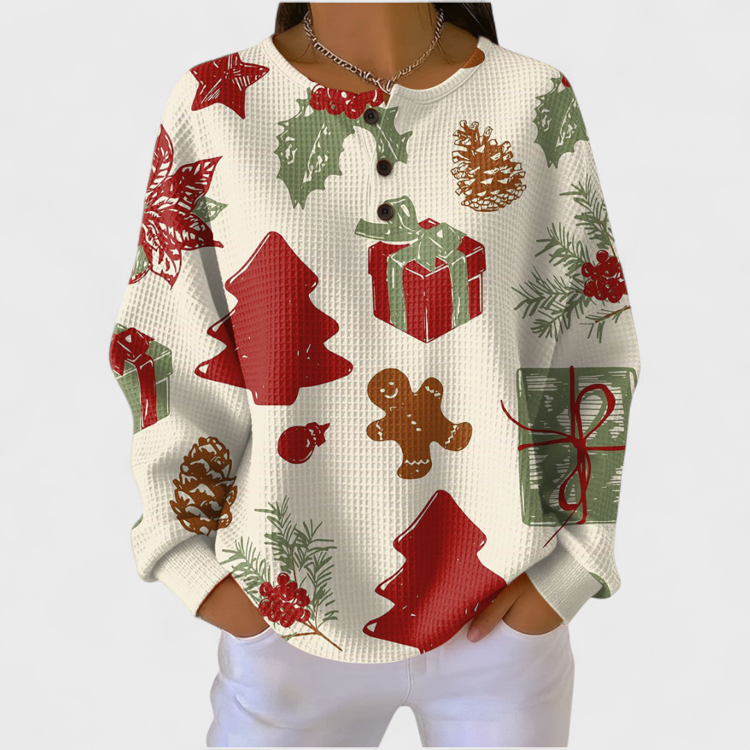 Laoise gingerbread Christmas jumper for women by Ellie Dublin