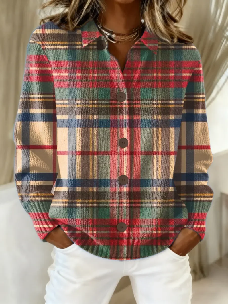 Gloria multicoloured plaid button cardigan for women | Ellie Dublin