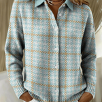 Clara sky plaid button knit cardigan for women | Ellie Dublin