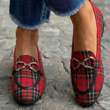 Rowan - Gold Plaid Loafers