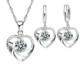 Heart-Shaped Necklace and Earring Set in Sterling Silver