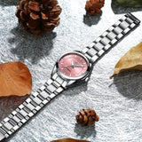 Nika® Silver Watch featuring a Pink Dial