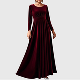 Béatrice | Velvet Maxi Dress with Long Sleeves