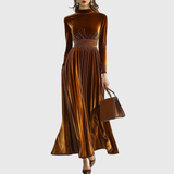 Marie | Pleated Velvet Maxi Dress