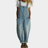 Maïwenn | Vintage cotton dungarees with denim effect