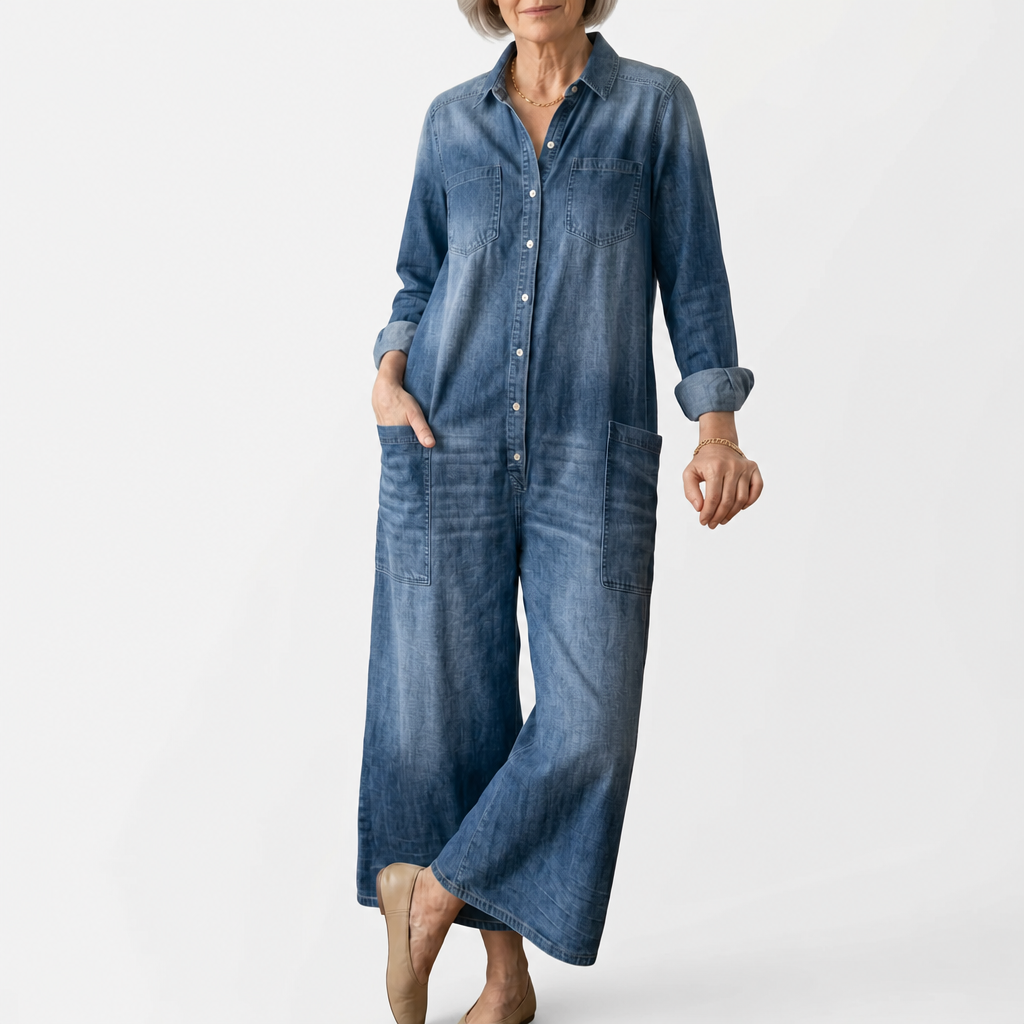 Anaïs | Vintage Denim Button-Up Jumpsuit
