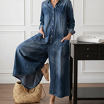 Anaïs | Vintage Denim Button-Up Jumpsuit – view 11