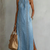 Soline | Retro Lace Denim Dress