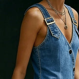 Lalie | Long Button-Up Denim Dress