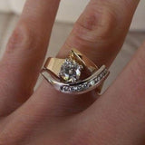 Carla – Vintage Asymmetrical Ring in Gold and Silver Adorned with Zircons