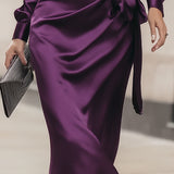 Clara | Deep Plum Draped Midi Dress