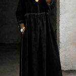 Elise | Long Denim Dress with Round Neck and Long Sleeves – view 4