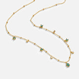 Marthe – Gold Necklace Featuring a Green Pendant