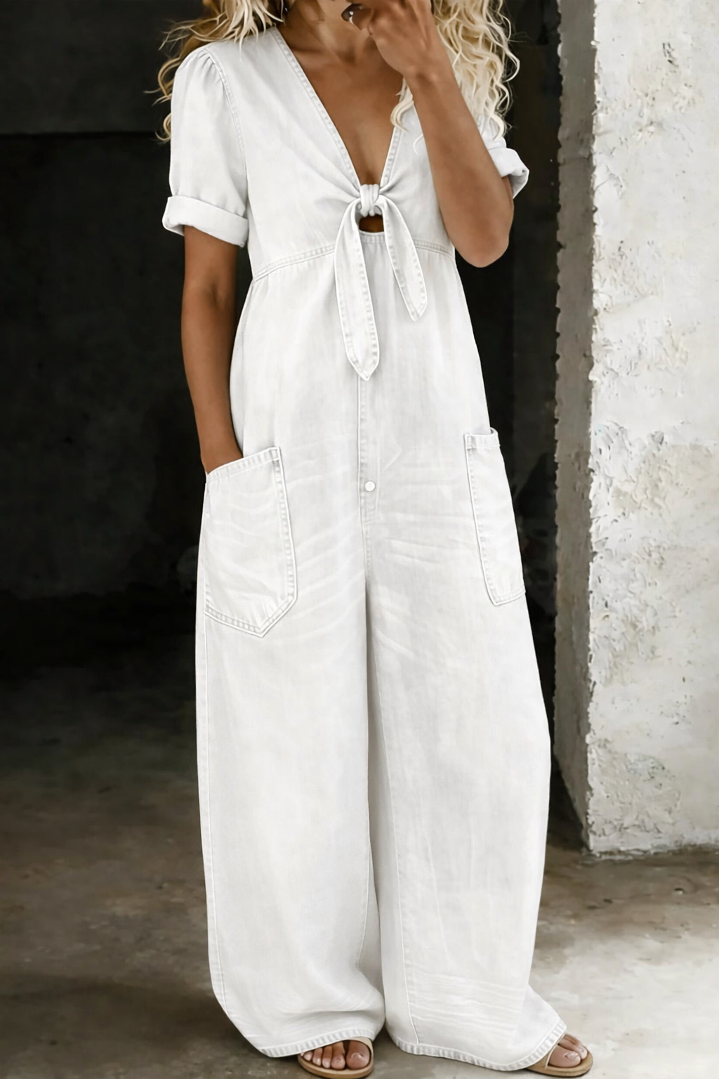 Garance | Denim Jumpsuit with V-Neck – view 6