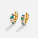 Floral Gold Circle Earrings