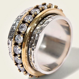 Retro Gold and Silver Zirconia Ring