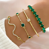 Chic Vintage Green Crystal Bracelet Set